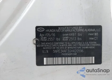 2016 Hyundai Sonata Sport from USA, damaged, VIN 5NPE34AF3GH420596